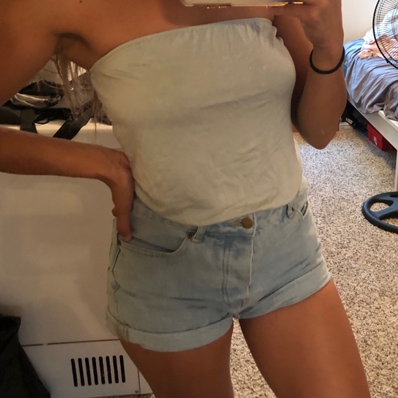 Baby Blue Tube Top Bodysuit - Picture 1 of 2